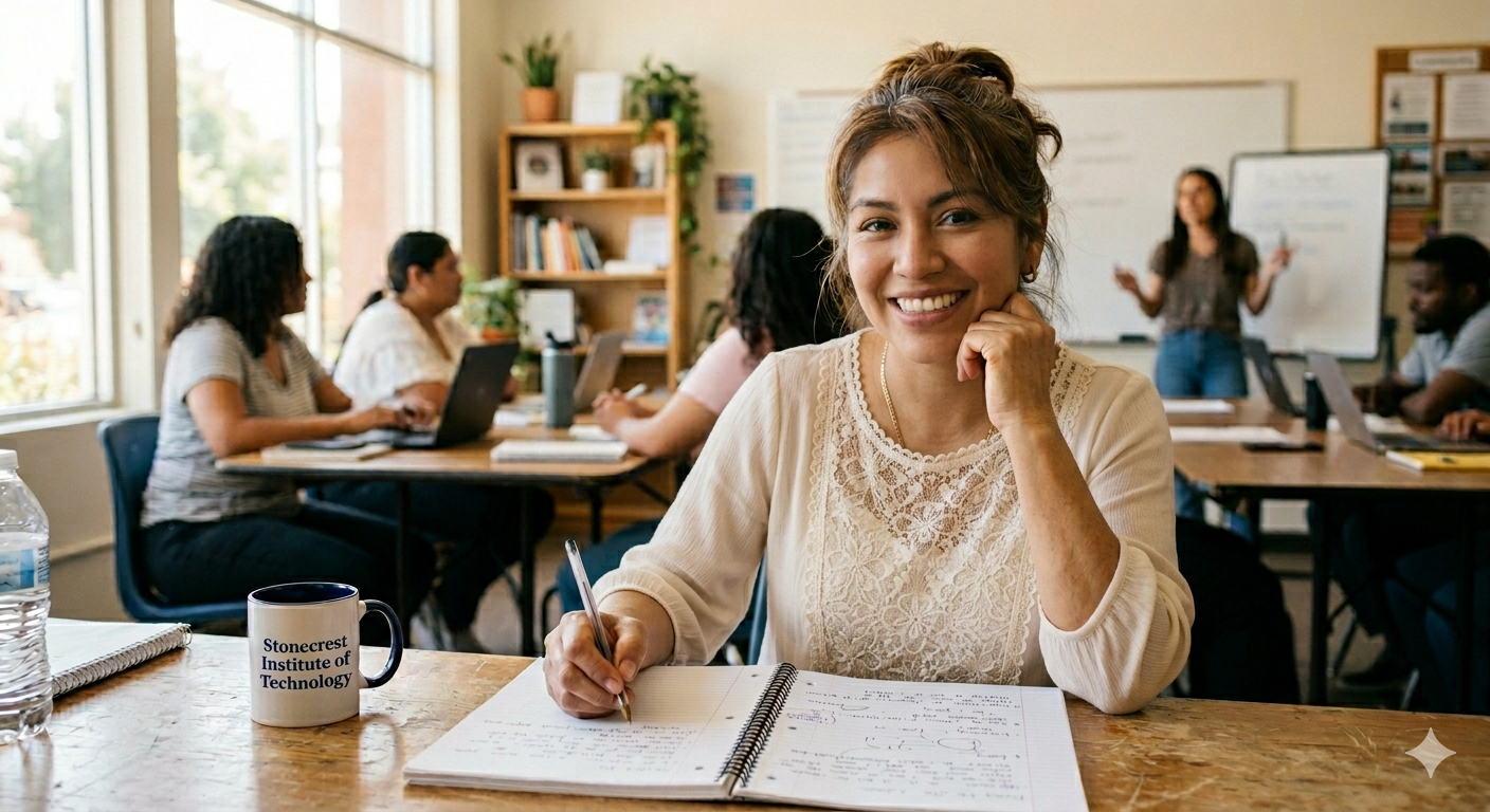 Student engaged in classroom learning